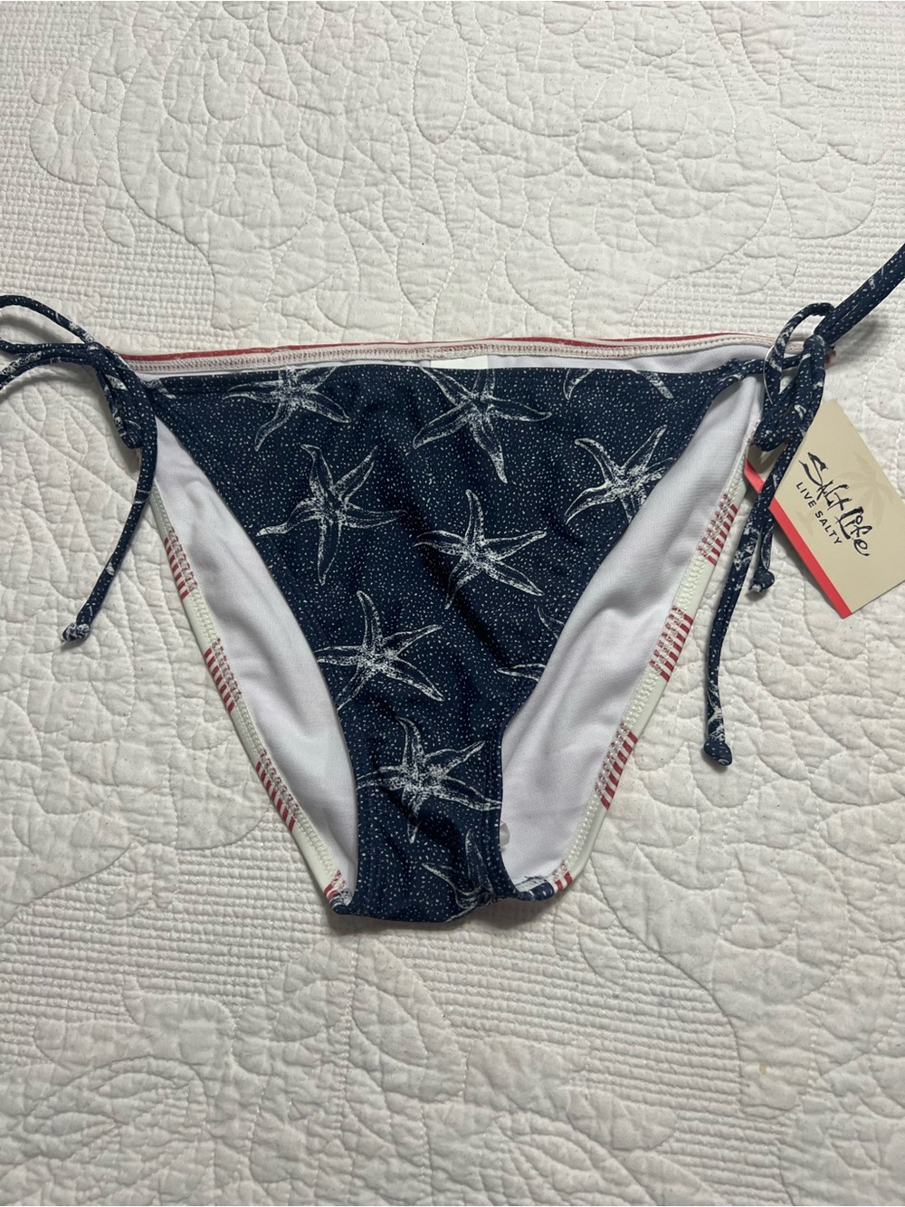 Salt Life Live Salty Flag Bikini Swimsuit Bottoms NWT Size L # 421 Reg $42